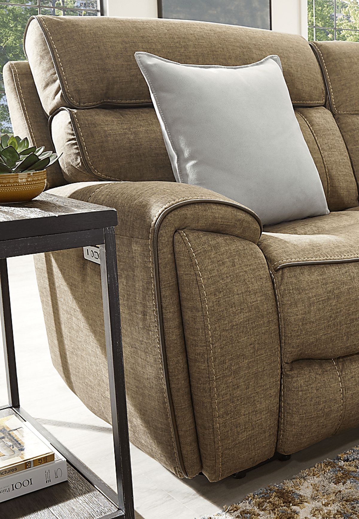 Hosford Brown Polyester Fabric 6 Pc Dual Power Reclining Sectional