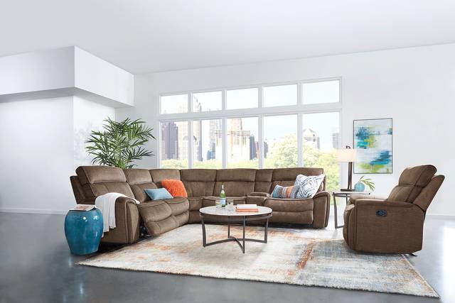 Hosford Brown 6 Pc Dual Power Reclining Sectional - Thumbnail - Image 2