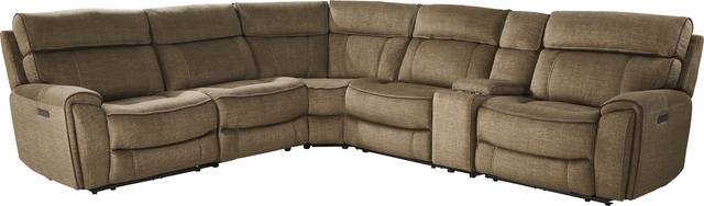 Hosford Brown 6 Pc Dual Power Reclining Sectional - Thumbnail - Image 1