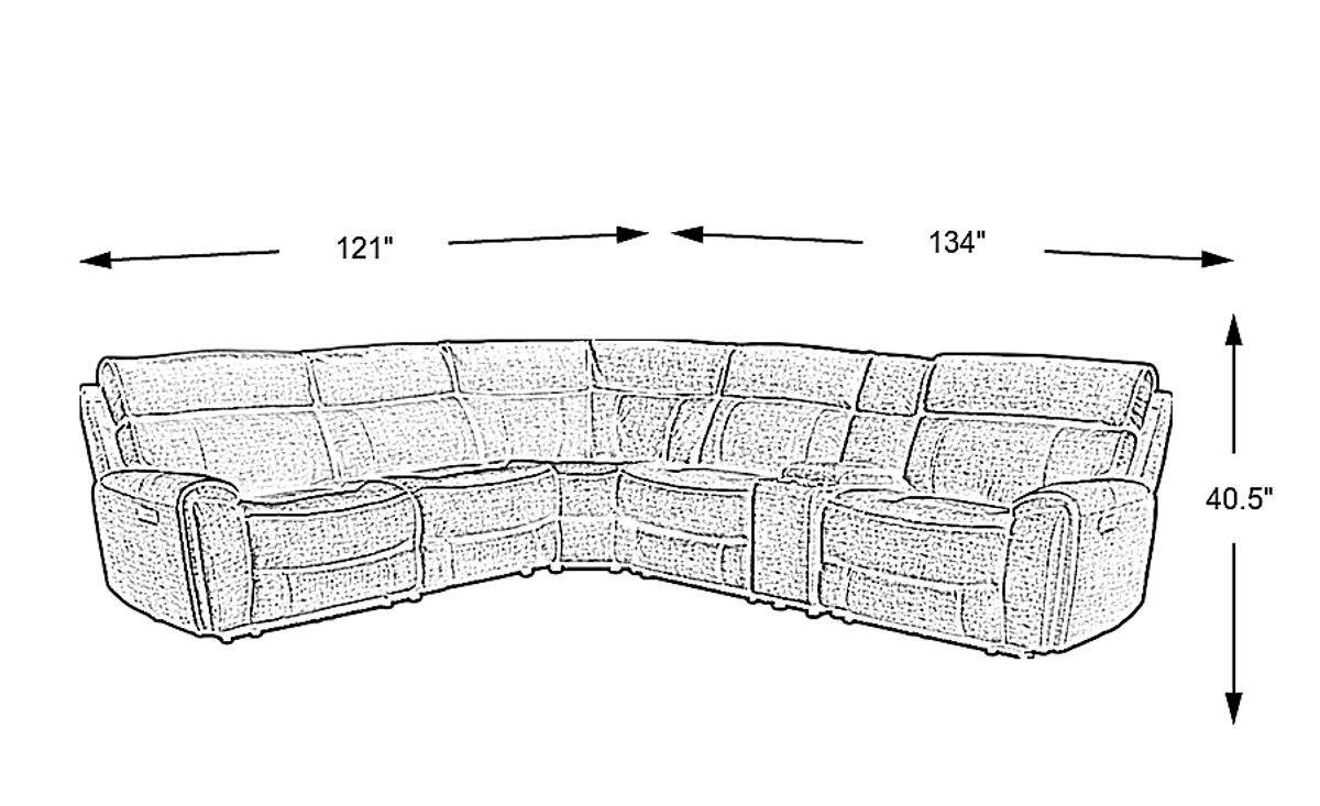 Hosford Brown Polyester Fabric 6 Pc NonPower Reclining Sectional