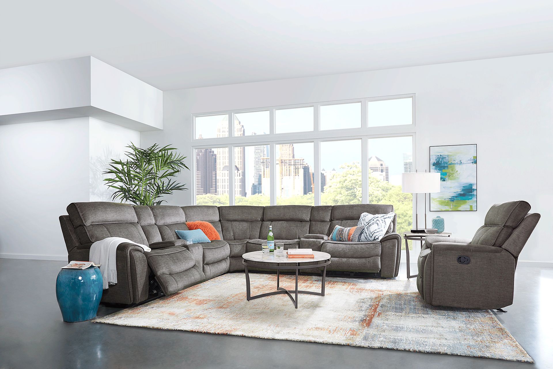 Hosford Dark Gray 11 Pc Sectional Living Room Plus 70 in. TV - Image 1