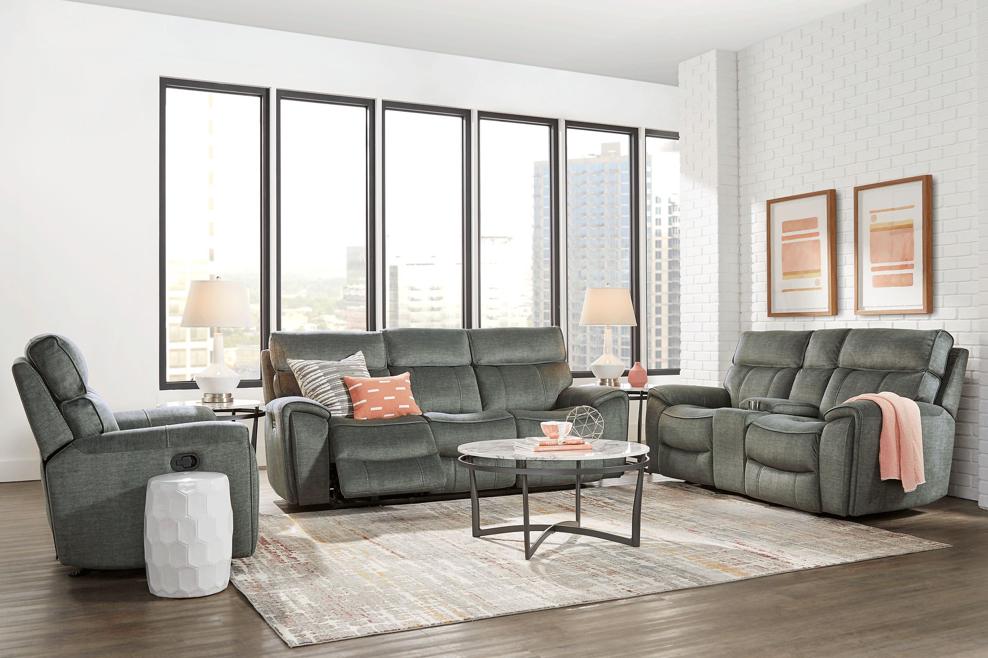 Hosford Dark Gray 3 Pc Reclining Living Room - Image 1
