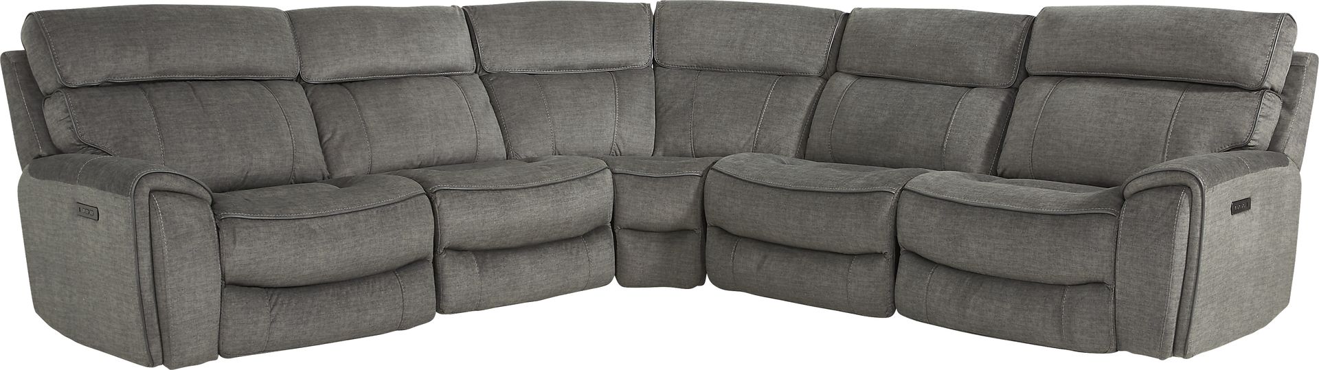 Hosford Dark Gray 5 Pc Dual Power Reclining Sectional - Image 3