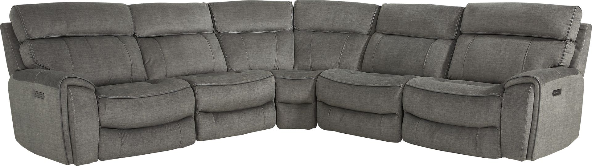 Hosford Dark Gray 5 Pc Dual Power Reclining Sectional - Image 1