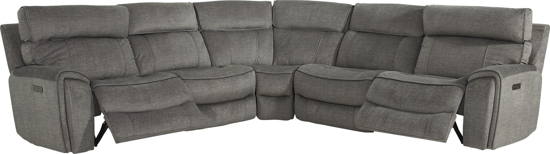 Hosford Dark Gray 5 Pc Dual Power Reclining Sectional - Image 1