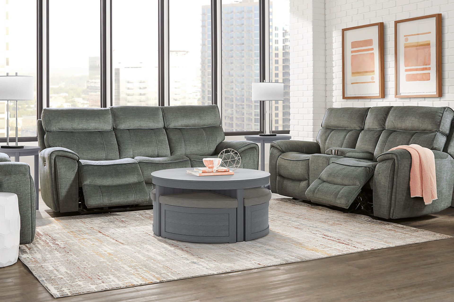 Hosford Dark Gray Glider Reclining Console Loveseat - Image 2