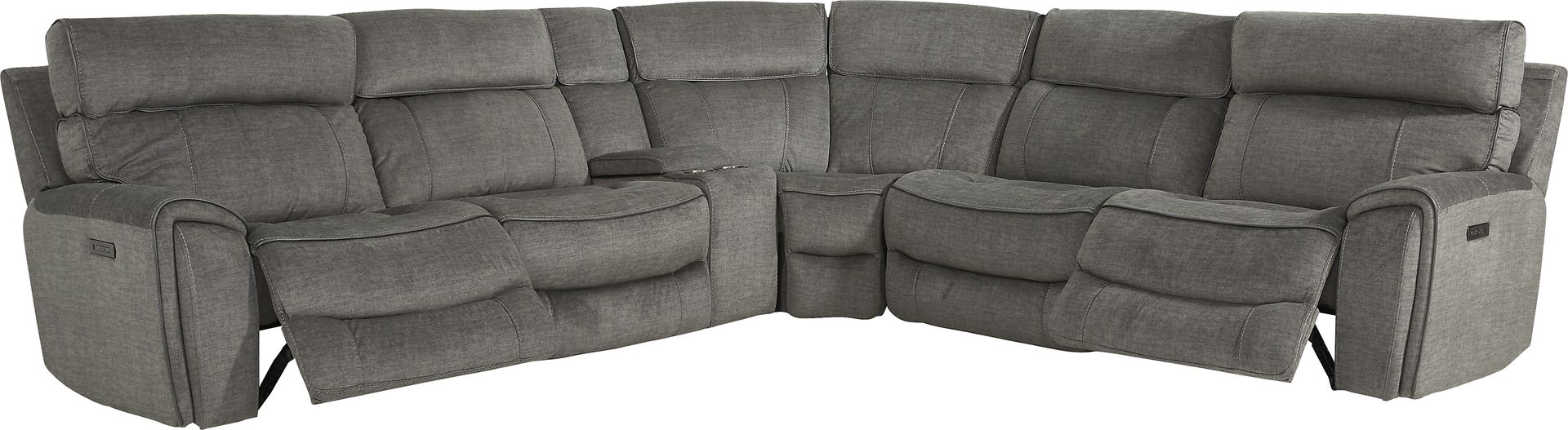 Hosford Dark Gray 6 Pc Dual Power Reclining Sectional - Image 3