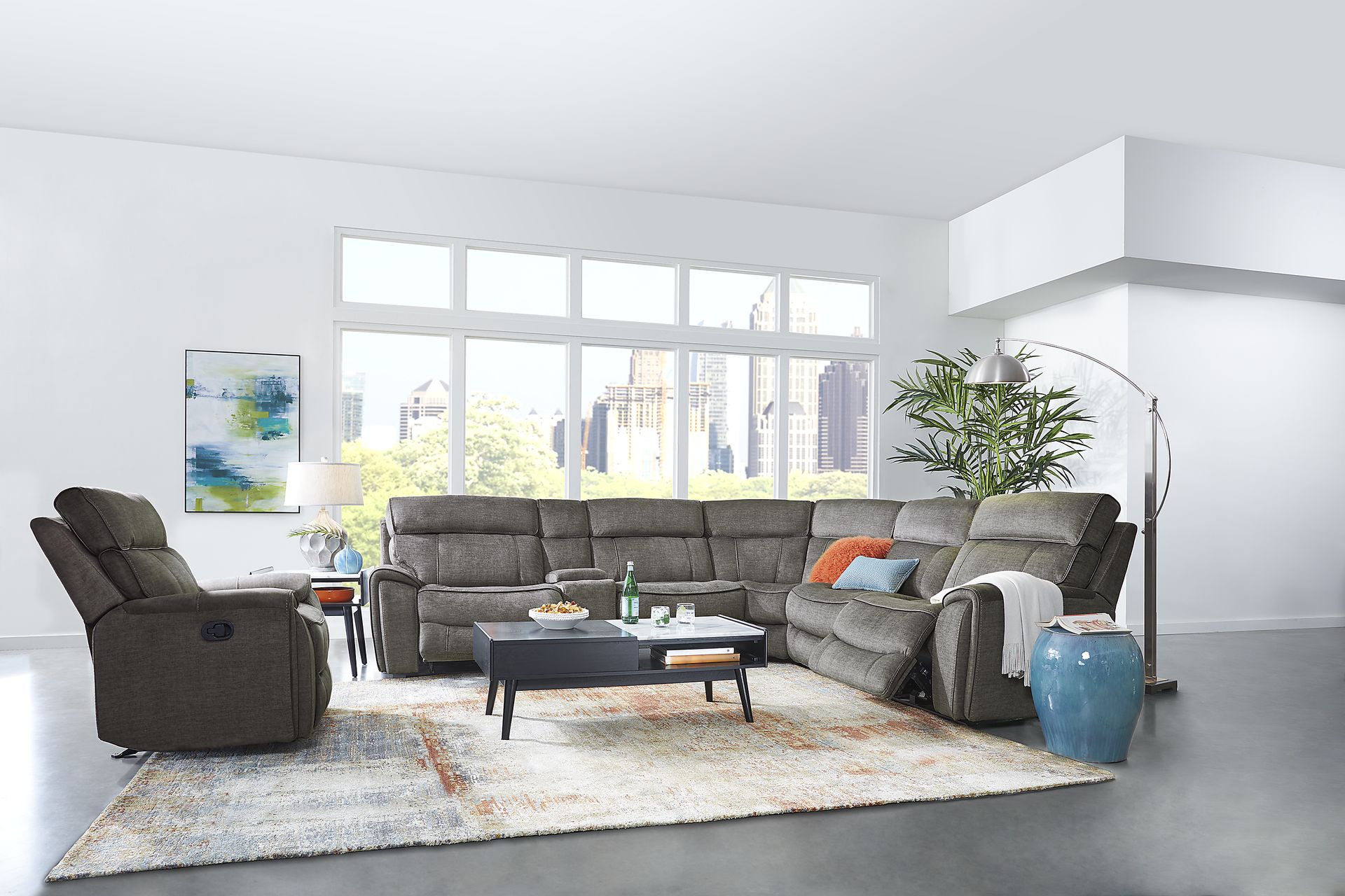 Hosford Dark Gray 6 Pc Reclining Sectional - Image 2