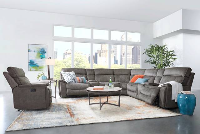 Hosford Dark Gray 7 Pc Power Reclining Sectional - Thumbnail - Image 1