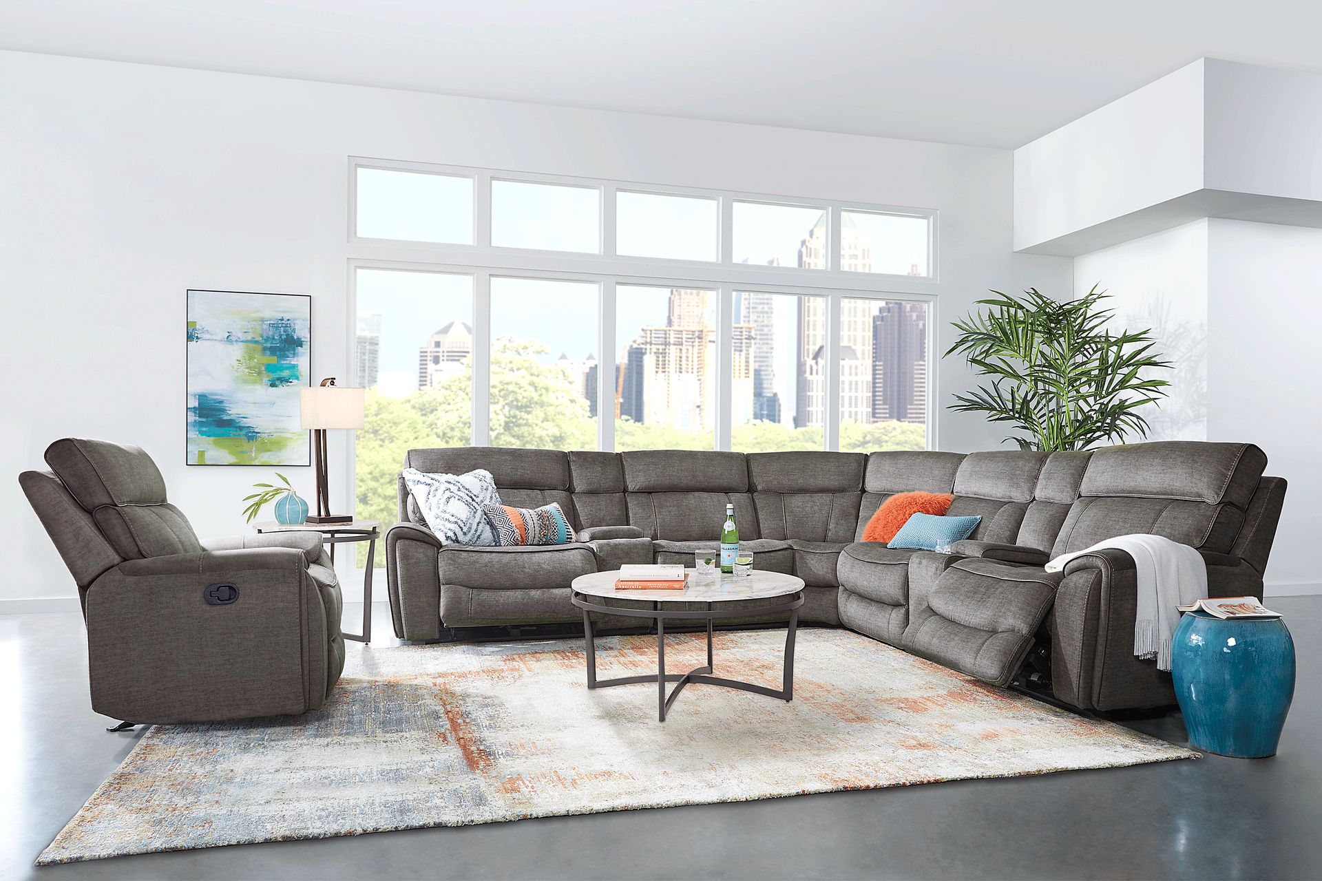 Hosford Dark Gray 7 Pc Power Reclining Sectional - Image 1