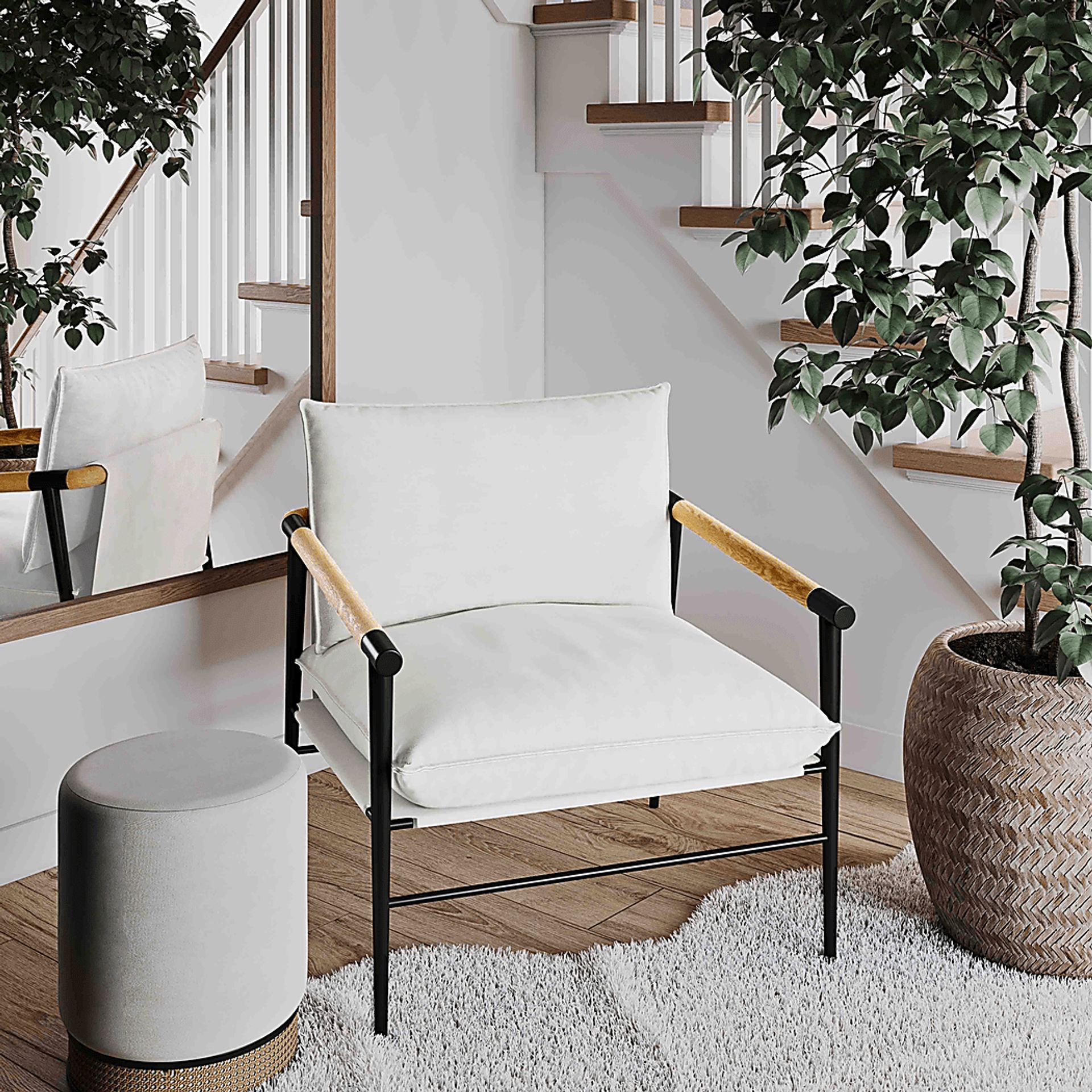 Houchin White Accent Chair - Image 2