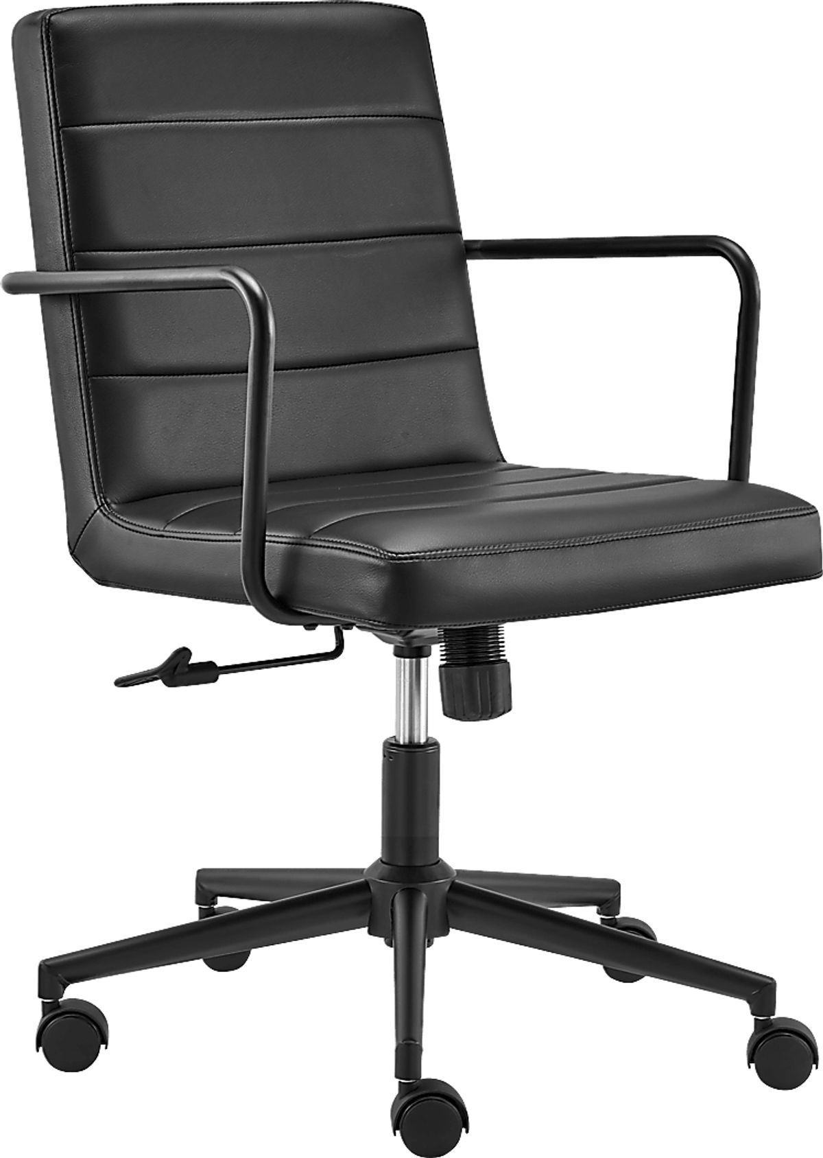 Houkom Black Faux Leather,Polypropylene Fabric Tilt Desk Chair Rooms to Go