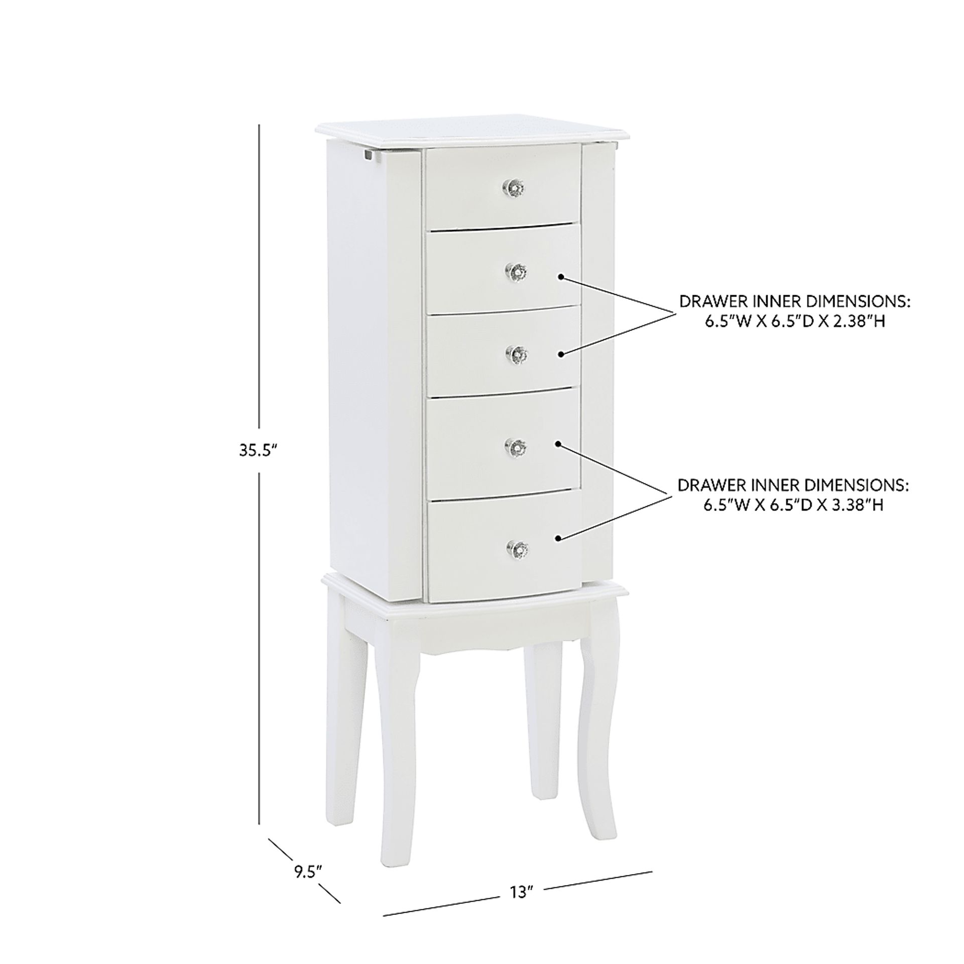 Howison White Jewelry Armoire - Image 15