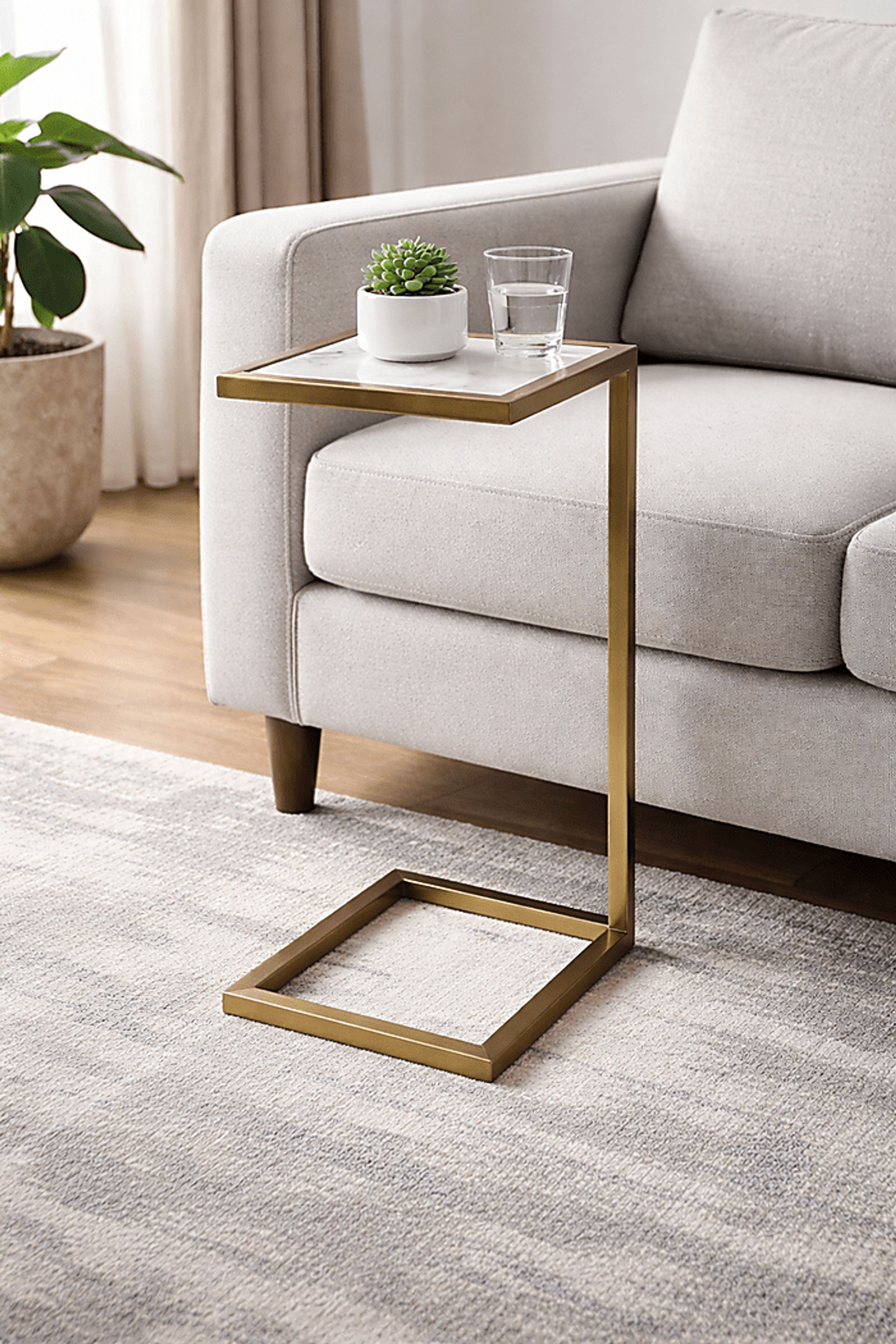 Hryle Gold/White Accent Table - Image 2