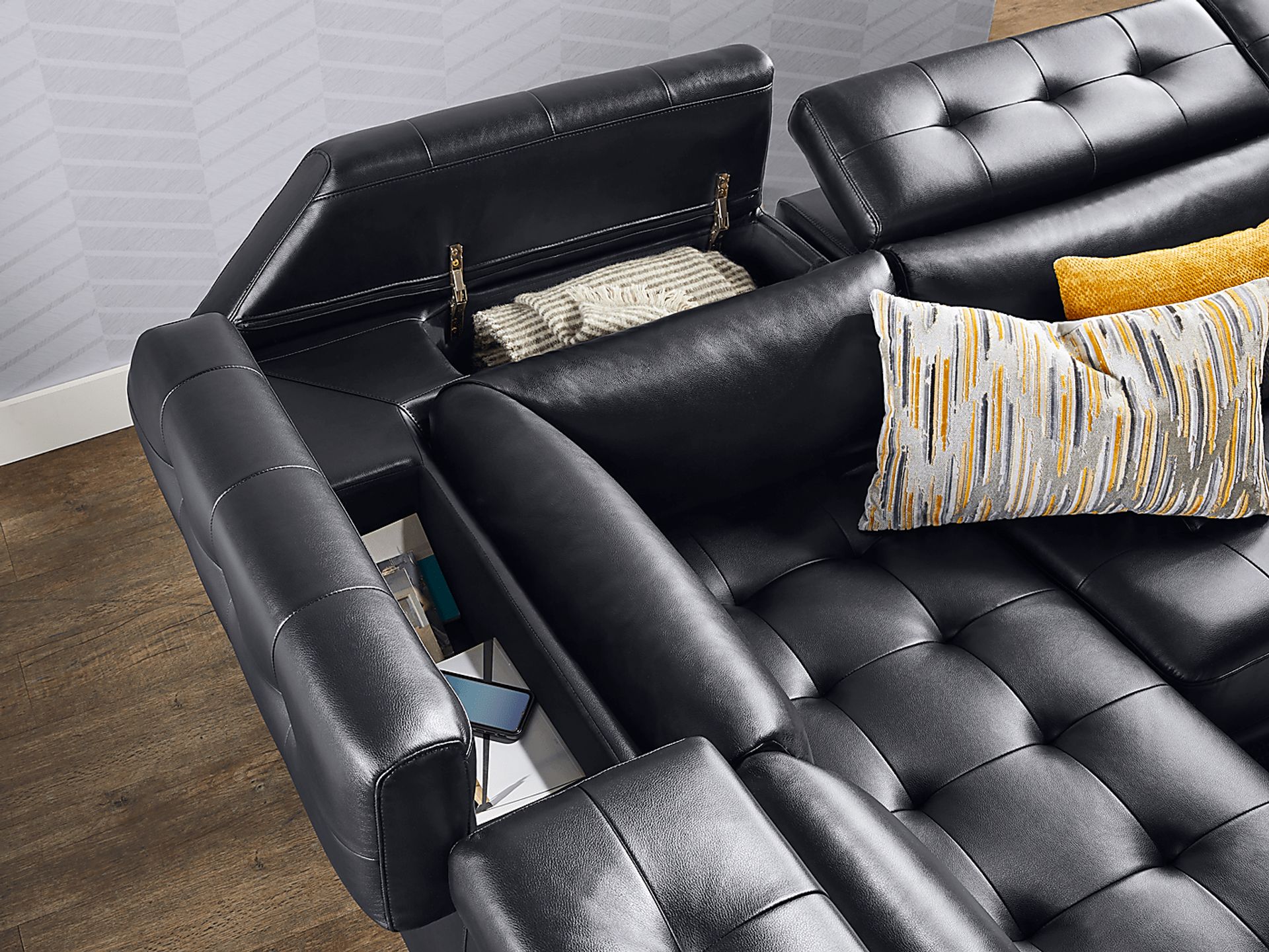 Hudson Heights Black 5 Pc Sectional Living Room - Image 8