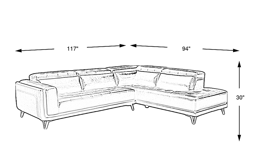 Hudson Heights 2 Pc Right Arm Chaise Sectional