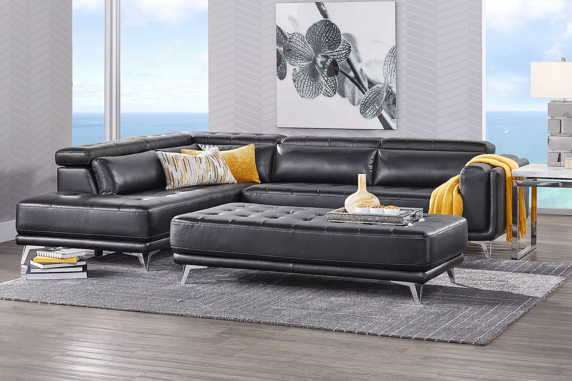 Hudson Heights Black 5 Pc Sectional Living Room - Image 1
