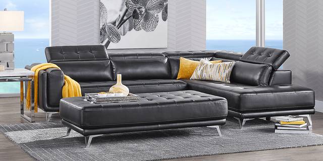 Hudson Heights Black 5 Pc Sectional Living Room - Thumbnail - Image 2