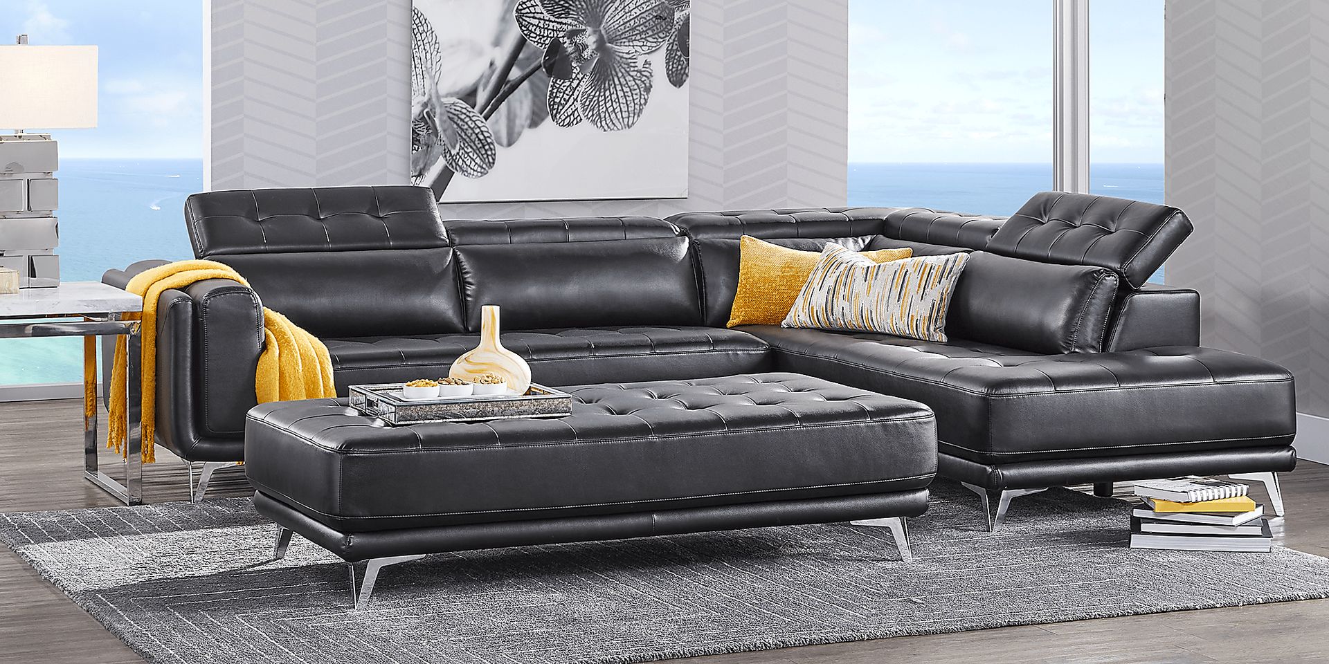 Hudson Heights Black 5 Pc Sectional Living Room - Image 2