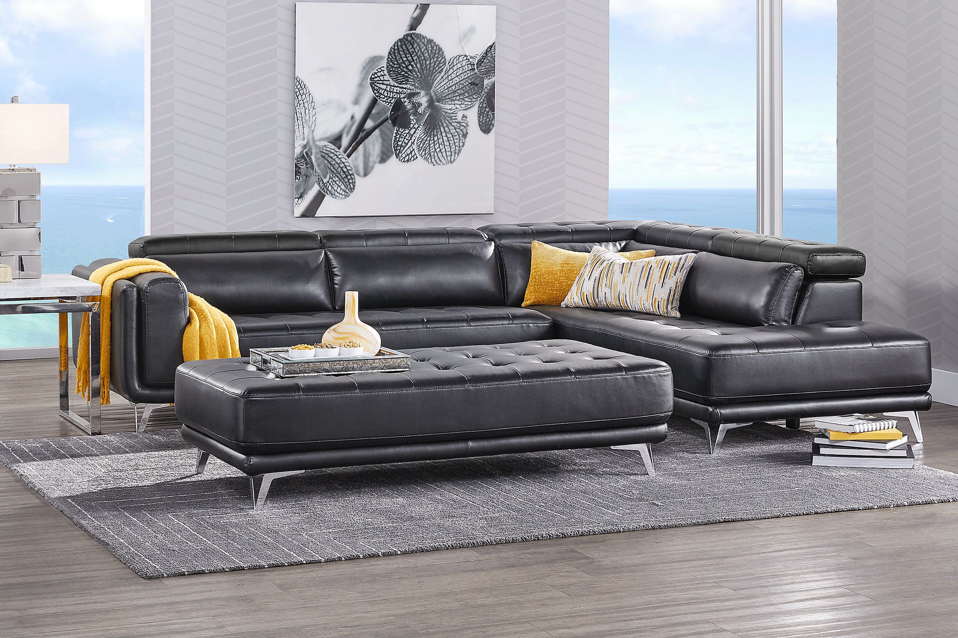Hudson Heights Black 5 Pc Sectional Living Room - Image 1