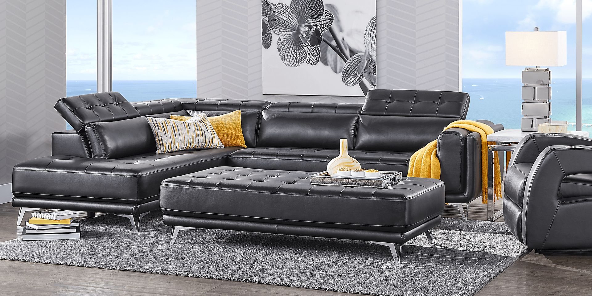 Hudson Heights Black 6 Pc Sectional Living Room - Image 2