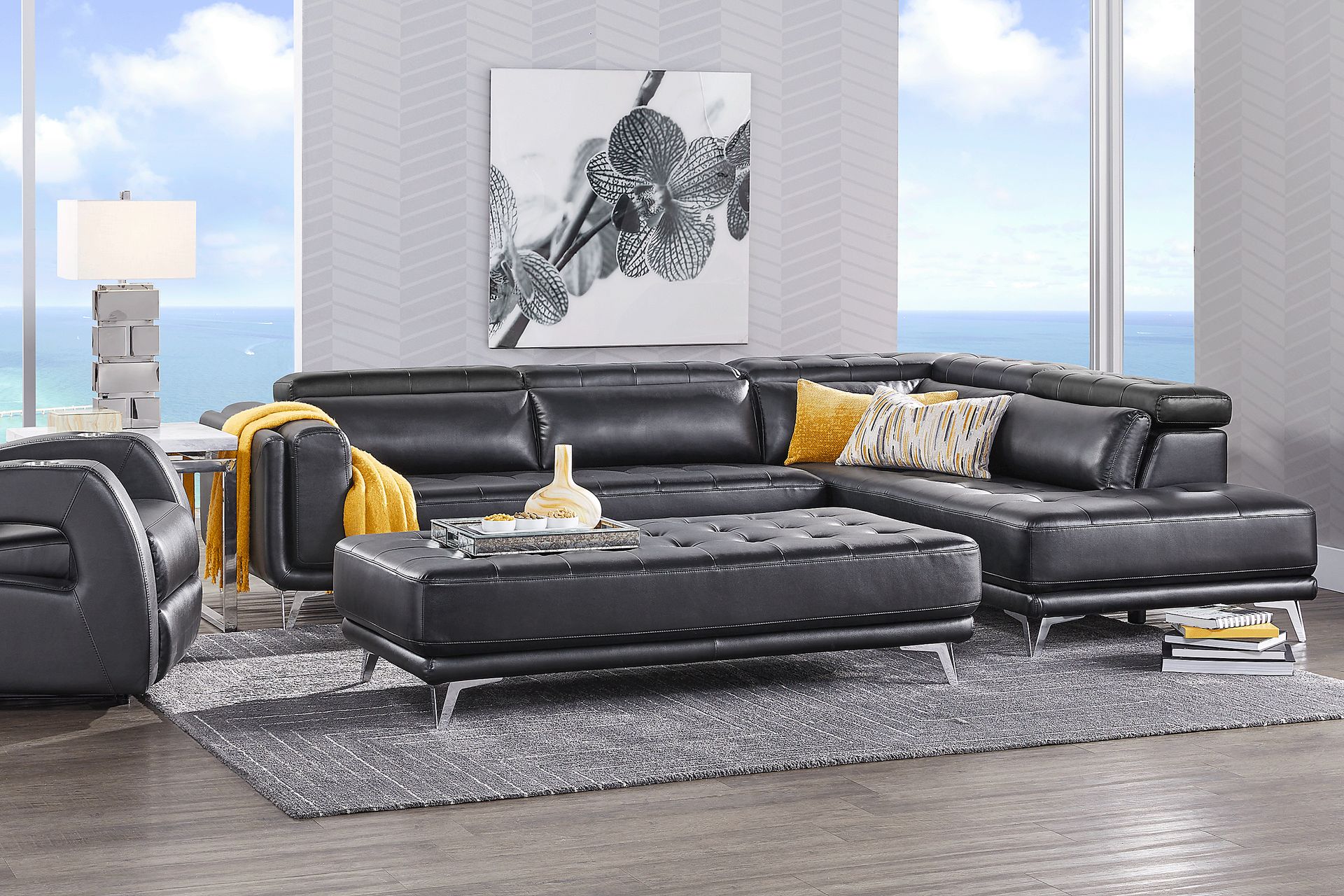 Hudson Heights Black 6 Pc Sectional Living Room - Image 1