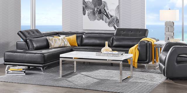 Hudson Heights Black 6 Pc Sectional Living Room - Thumbnail - Image 2