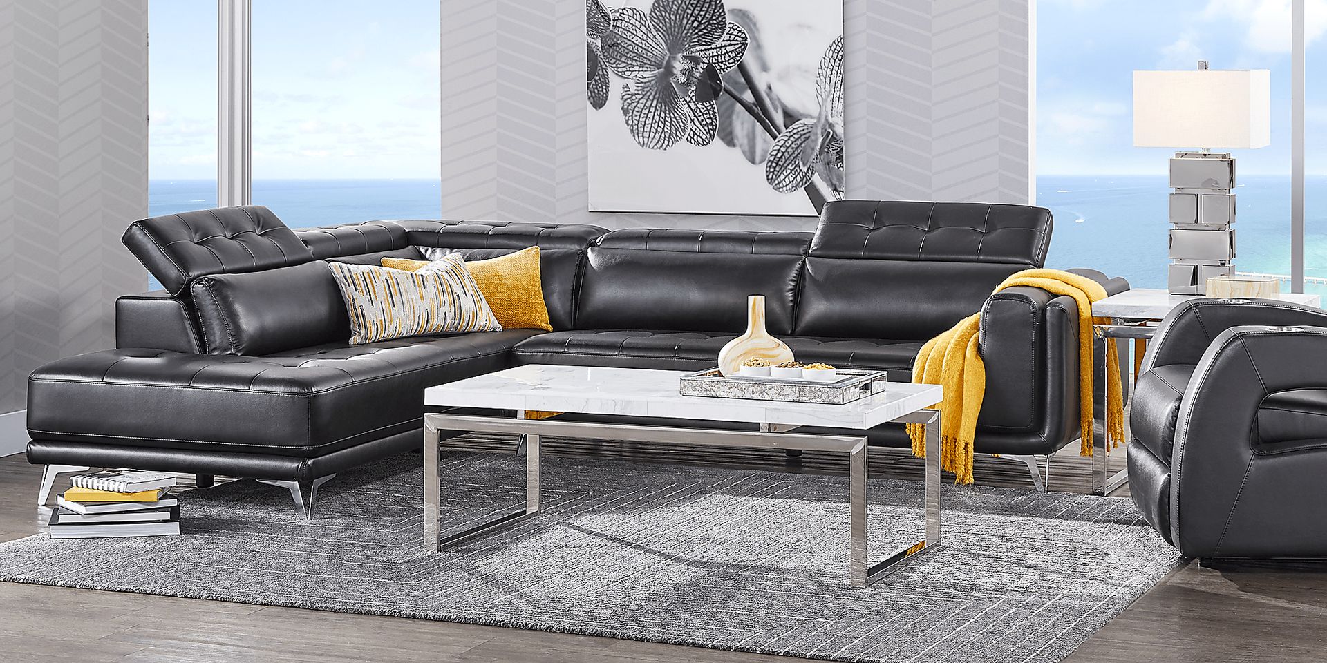 Hudson Heights Black 6 Pc Sectional Living Room - Image 2