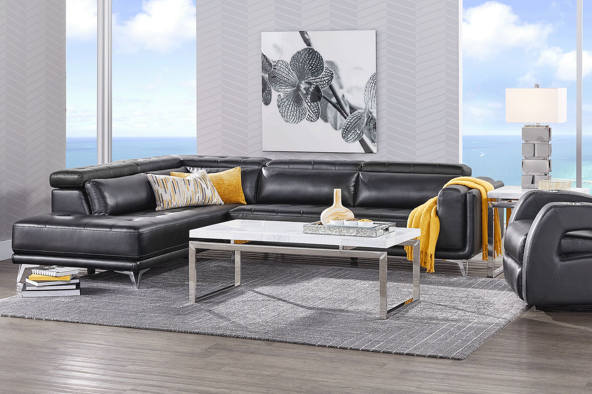 Hudson Heights Black 6 Pc Sectional Living Room - Image 1
