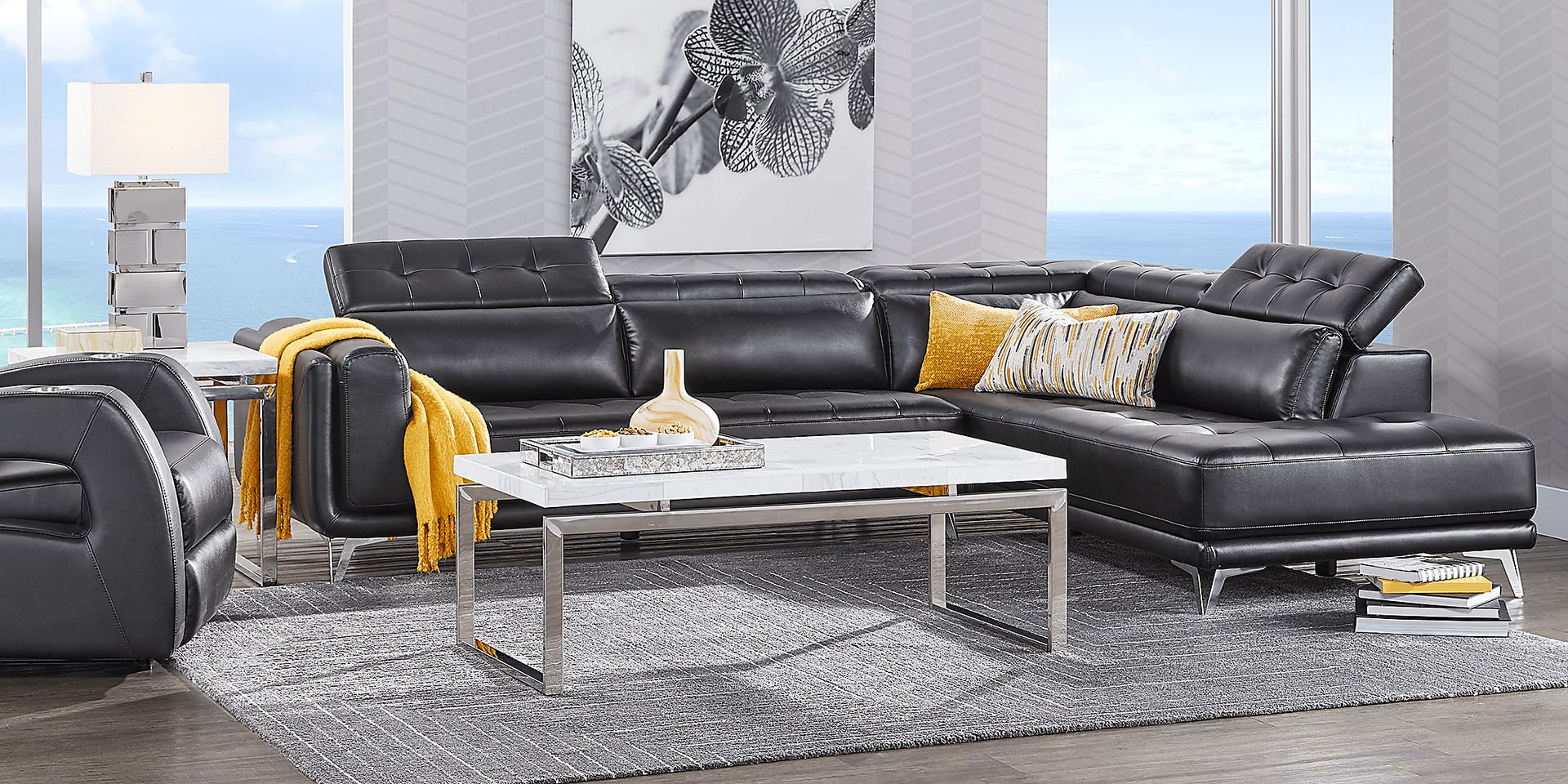 Hudson Heights Black 6 Pc Sectional Living Room - Image 2