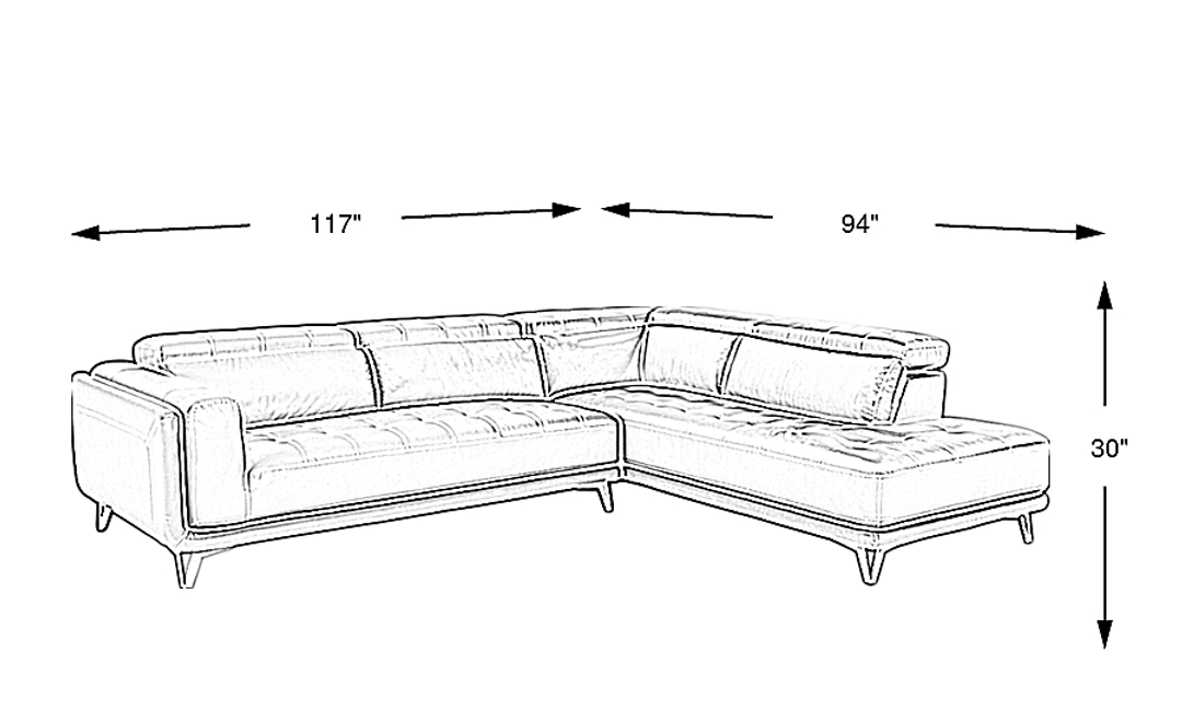 Hudson Heights 2 Pc Right Arm Chaise Sectional