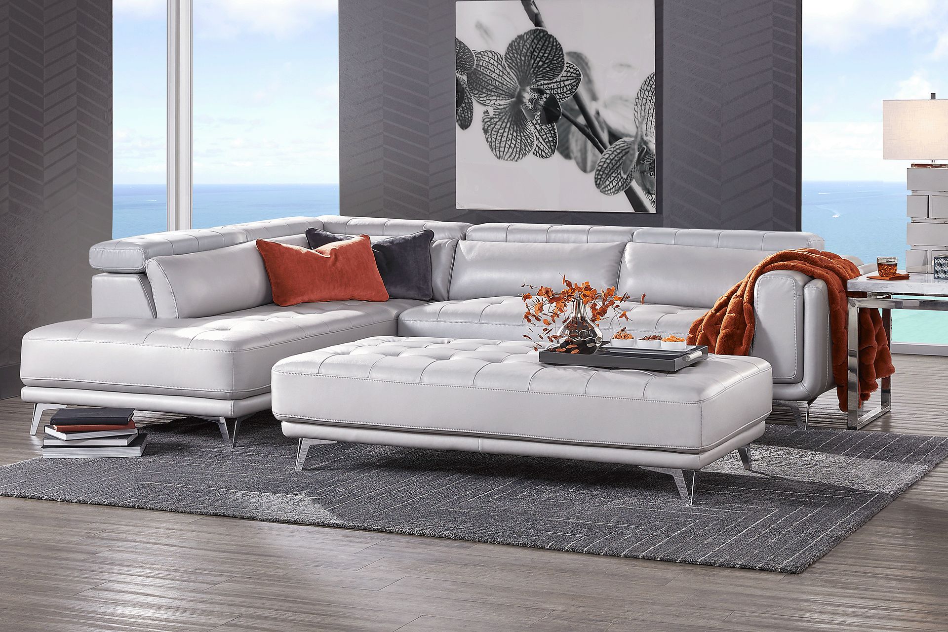 Hudson Heights Platinum 5 Pc Sectional Living Room - Image 1