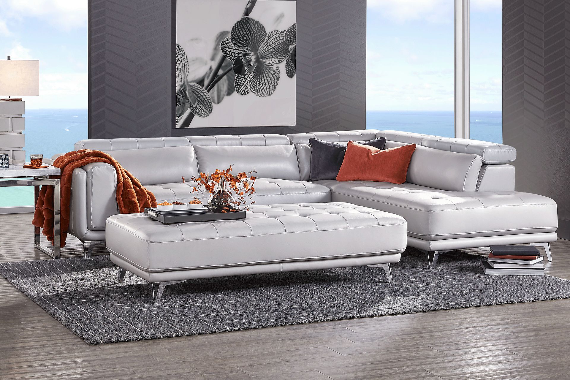 Hudson Heights Platinum 5 Pc Sectional Living Room - Image 1