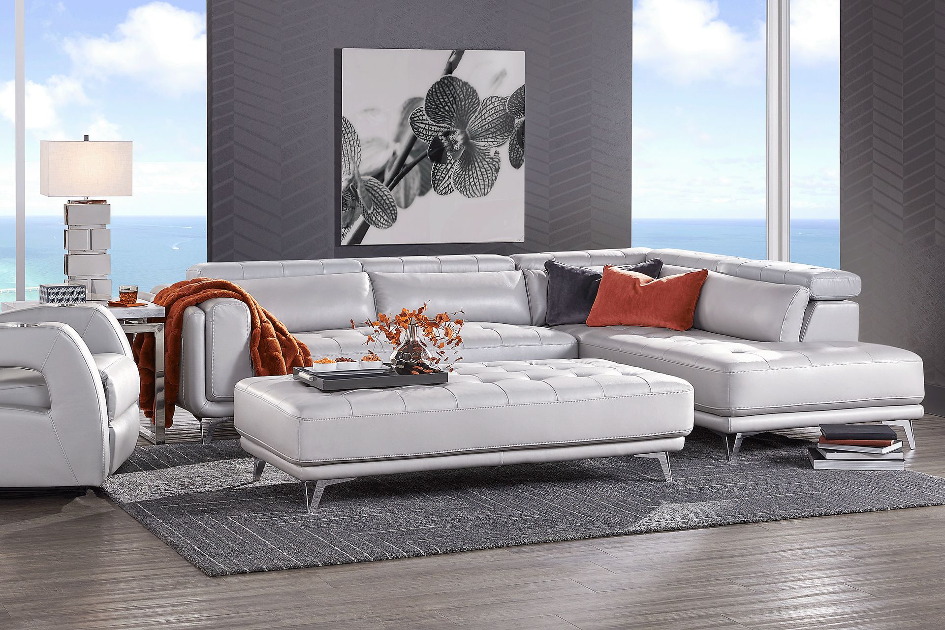 Hudson Heights Platinum 6 Pc Sectional Living Room - Image 1