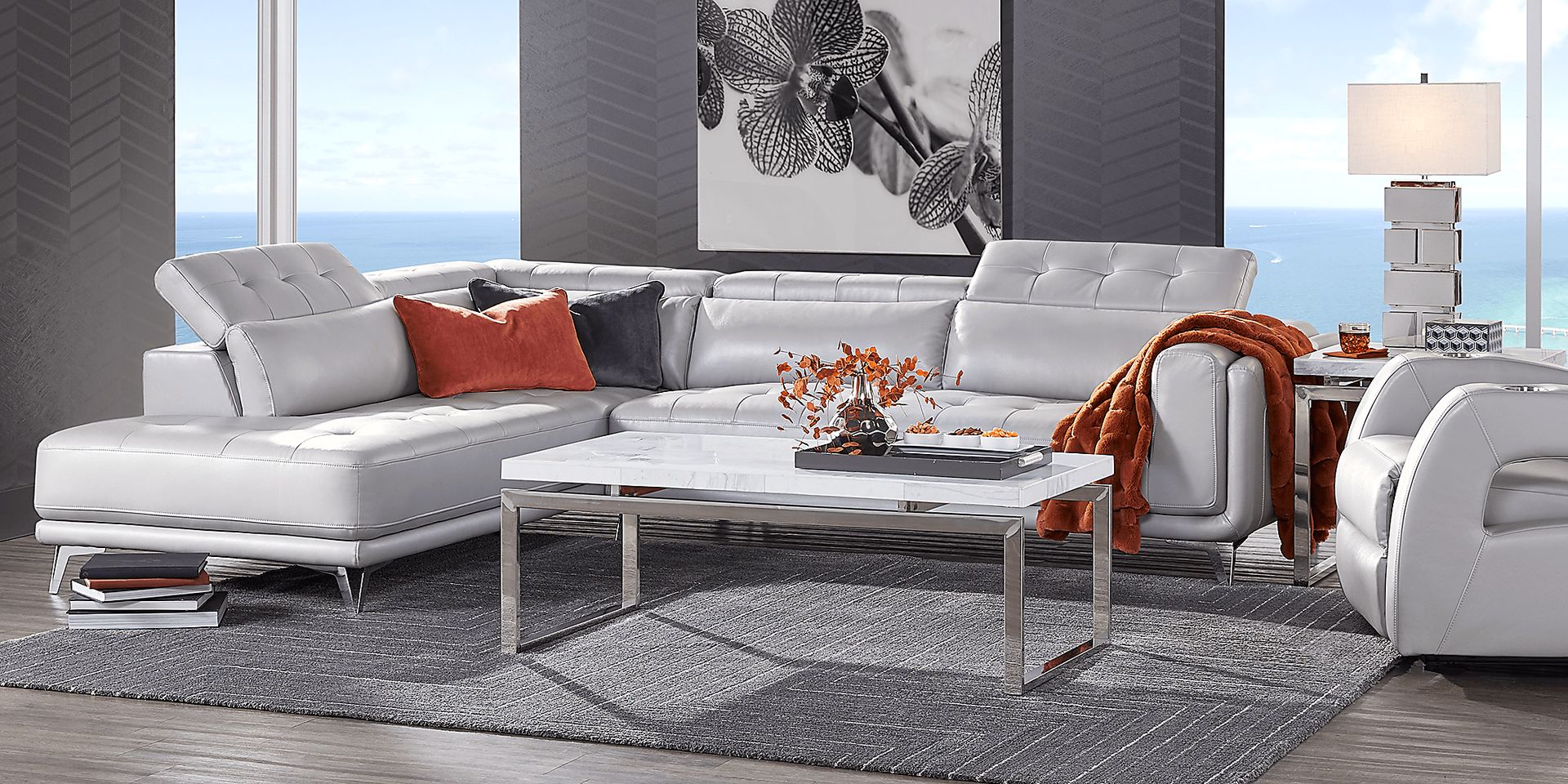 Hudson Heights Platinum 6 Pc Sectional Living Room - Image 2