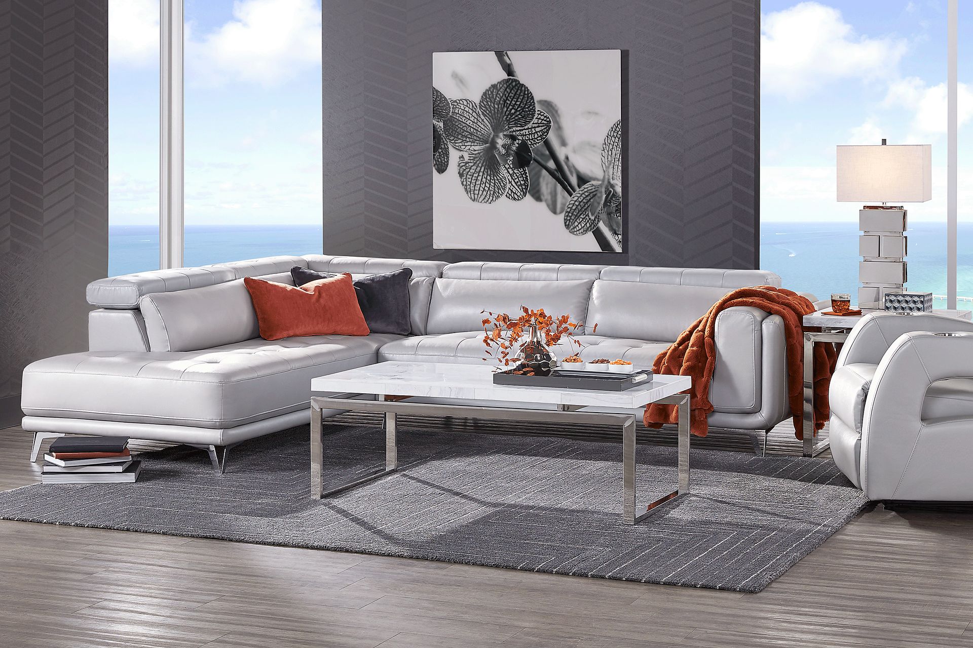 Hudson Heights Platinum 6 Pc Sectional Living Room - Image 1