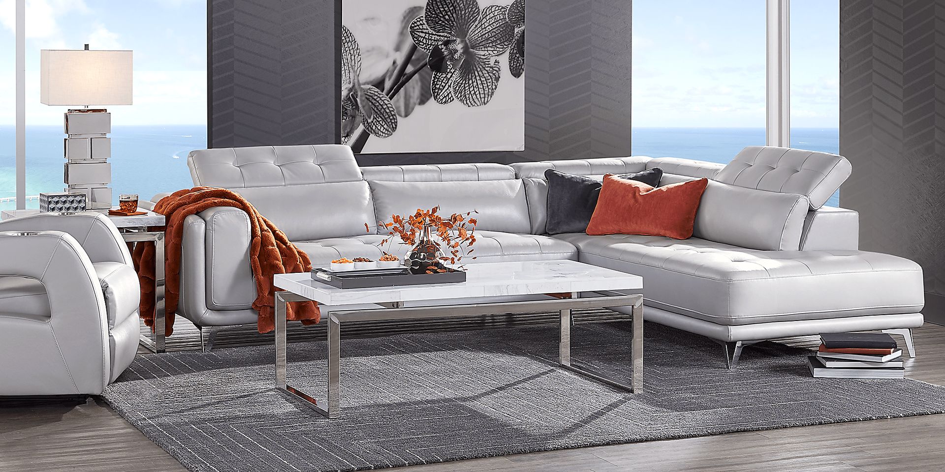 Hudson Heights Platinum 6 Pc Sectional Living Room - Image 2