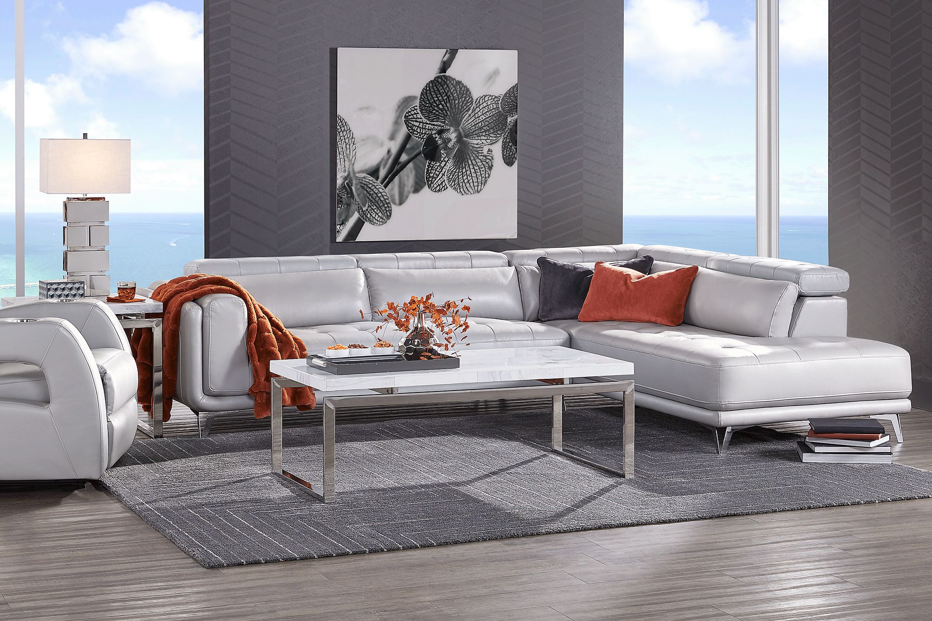 Hudson Heights Platinum 6 Pc Sectional Living Room - Image 1