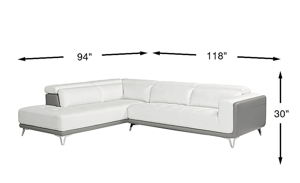 Hudson Heights White Synthetic Fabric 2 Pc Left Arm Chaise
