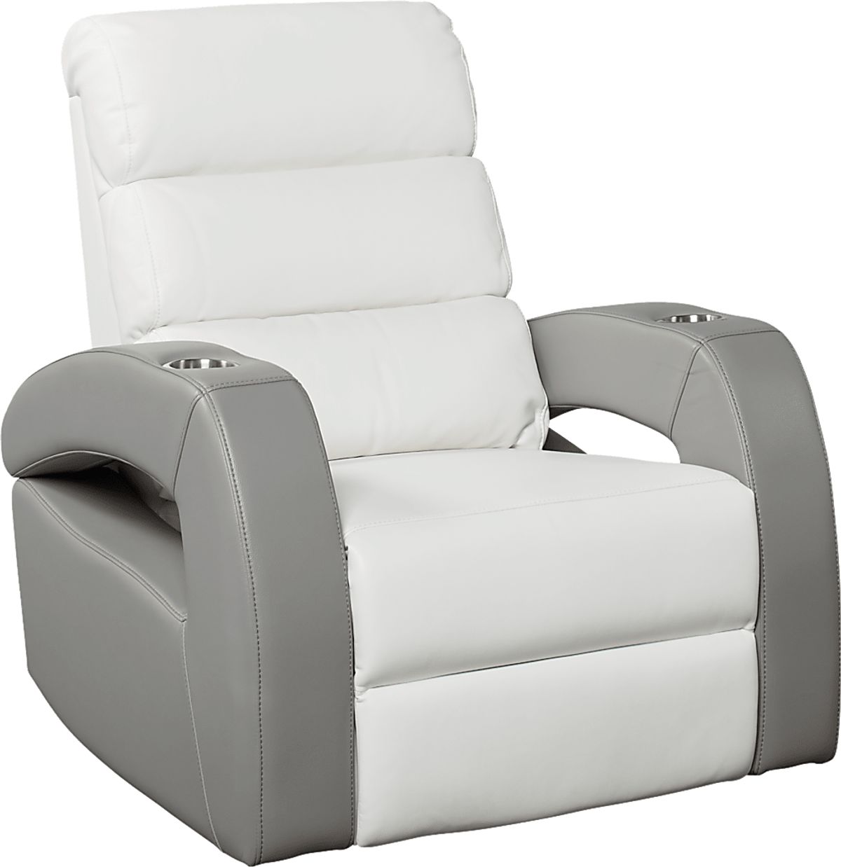 Hudson Heights White Synthetic Fabric Power Recliner | Rooms to Go