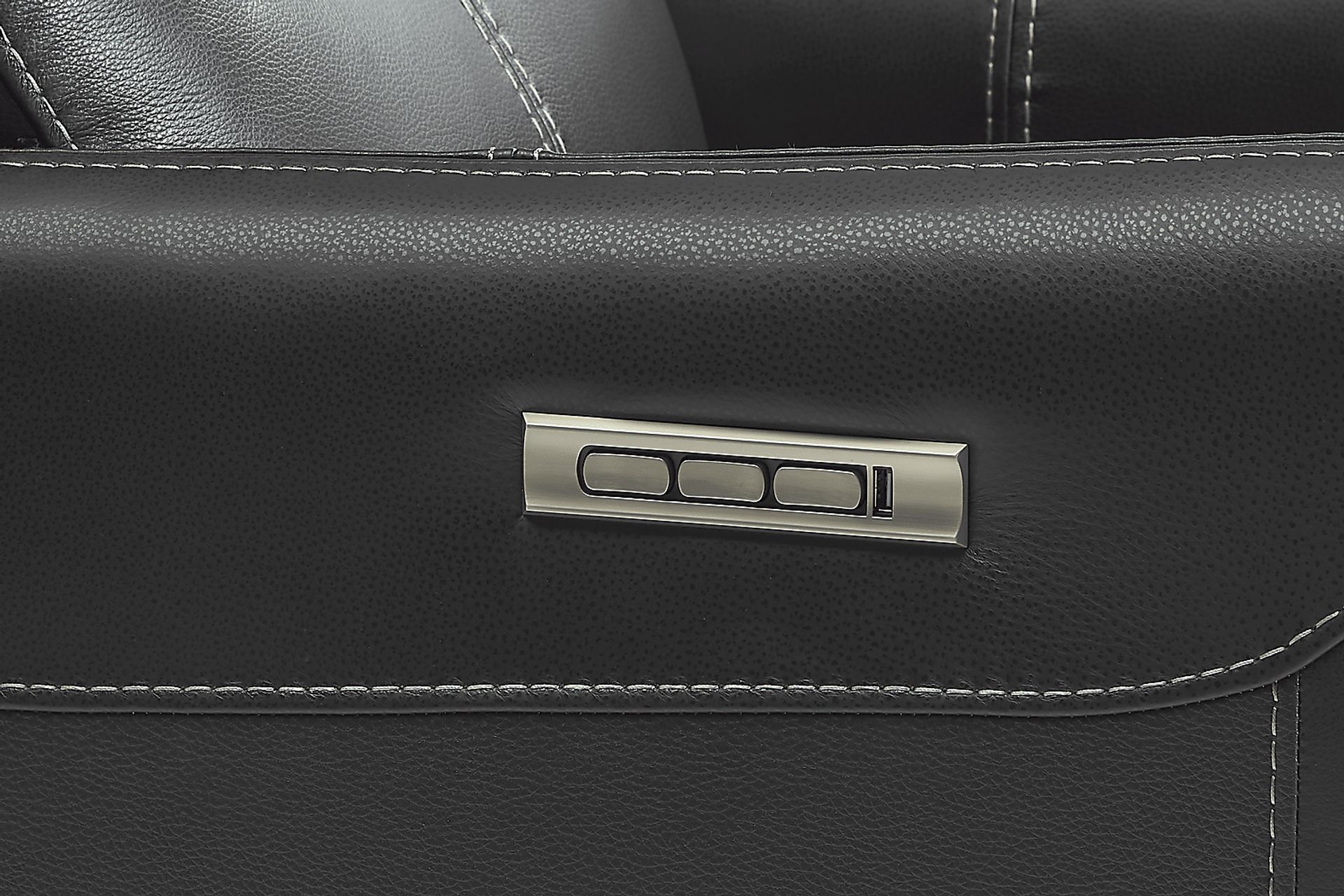 Hudson Place Black Leather Triple Power Swivel Recliner - Image 4