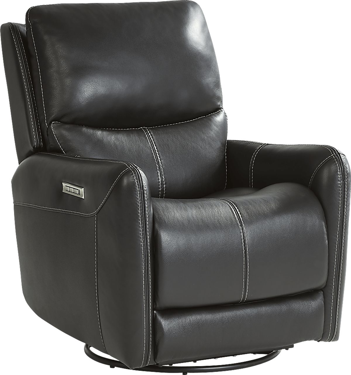 Hudson Place Black Leather Triple Power Swivel Recliner Rooms To Go