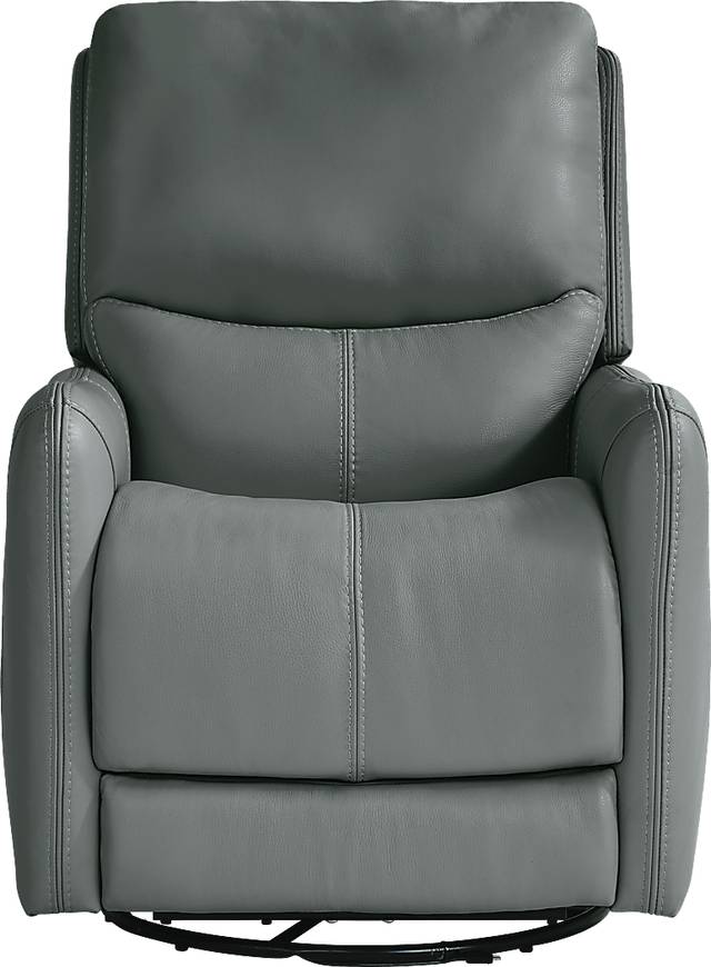 Hudson Place Blue Leather Triple Power Recliner - Thumbnail - Image 2