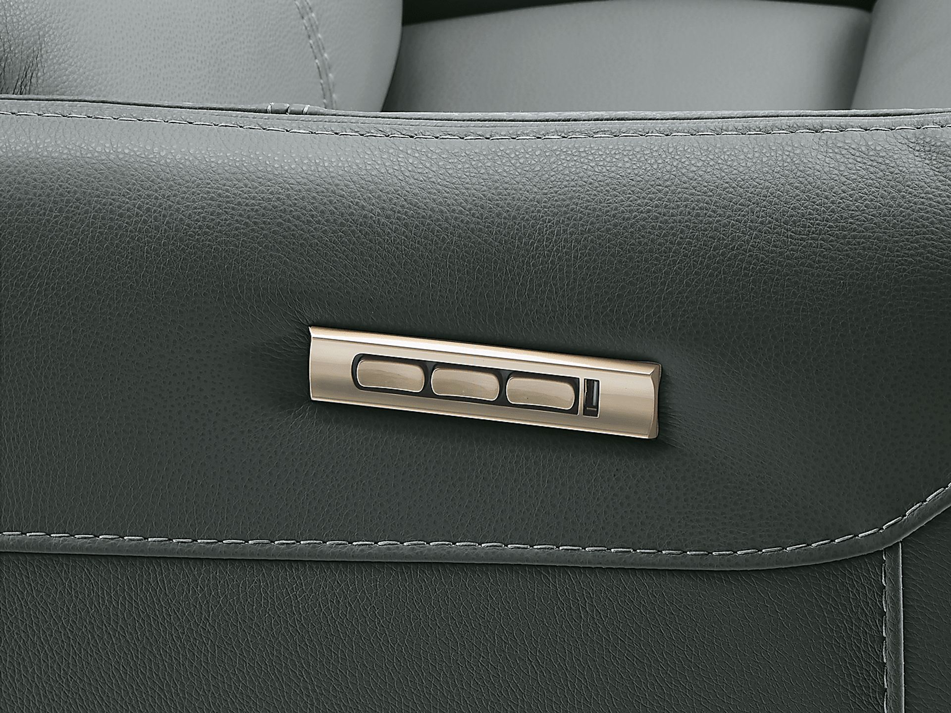 Hudson Place Blue Leather Triple Power Recliner - Image 3