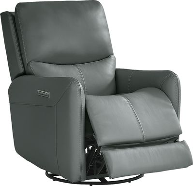 Hudson Place Blue Leather Triple Power Recliner