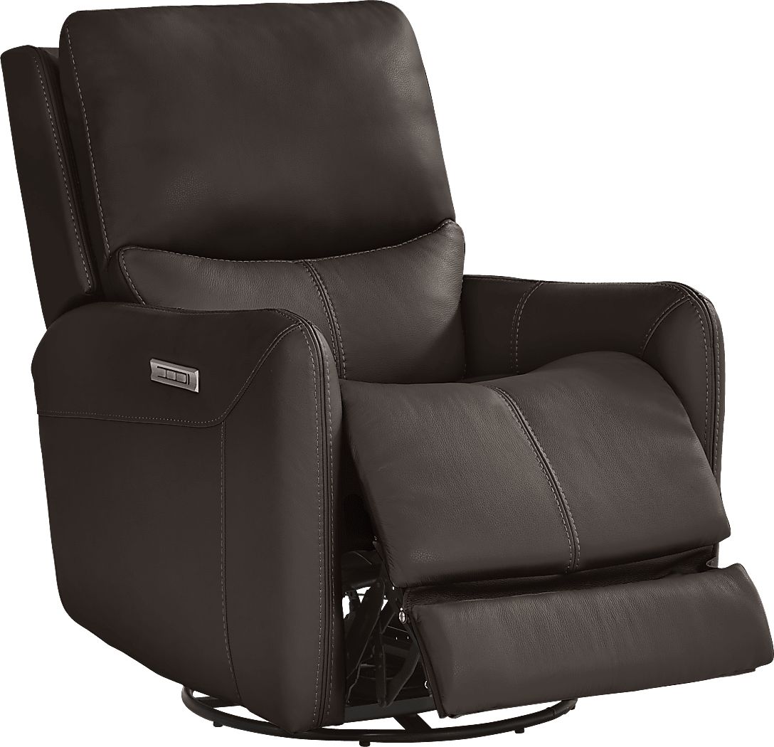 Hudson Place Leather Triple Power Swivel Recliner - Thumbnail 3
