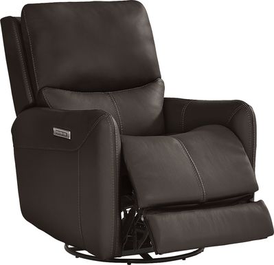 Hudson Place Brown Leather Triple Power Recliner