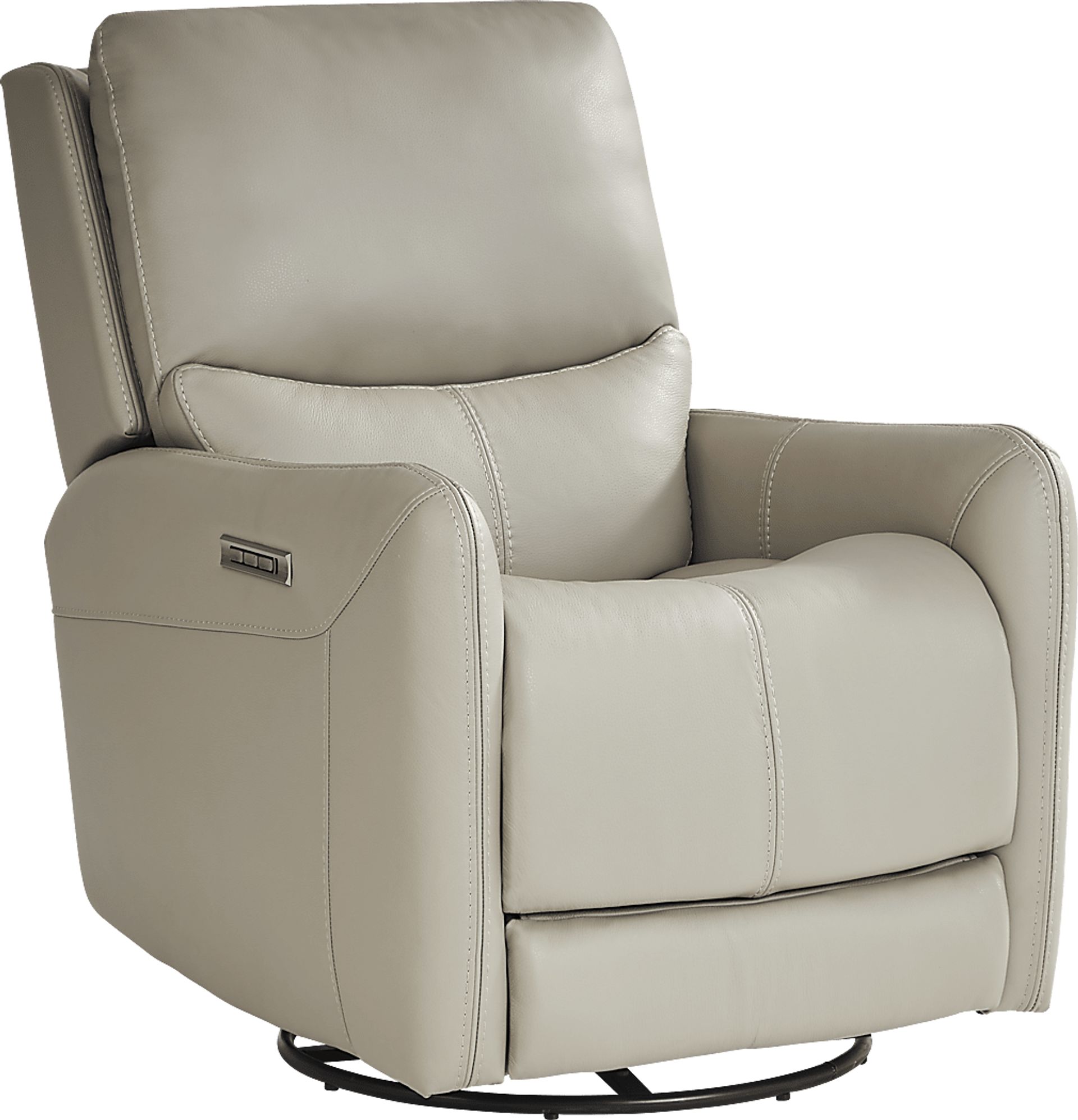 Hudson Place Dove Leather Triple Power Swivel Recliner - Image 3