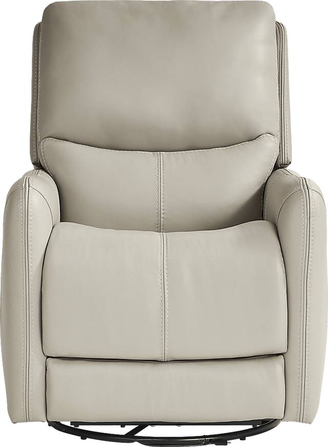 Hudson Place Dove Leather Triple Power Swivel Recliner - Thumbnail - Image 2