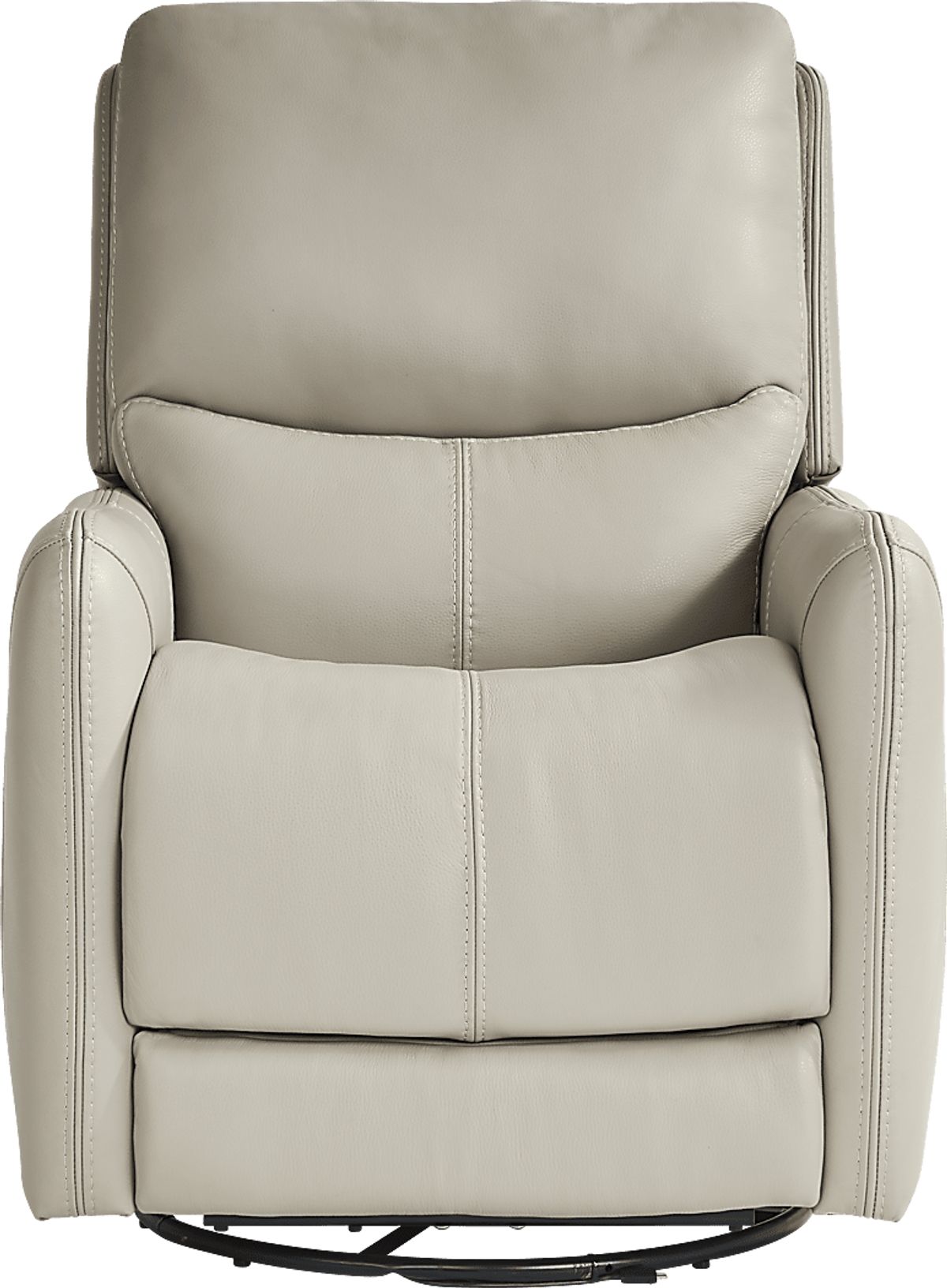 Hudson Place Dove Gray Leather Triple Power Swivel Recliner Rooms to Go